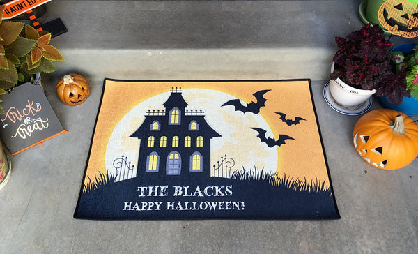 Halloween Doormat  Personalized Halloween Family Welcome Doormat