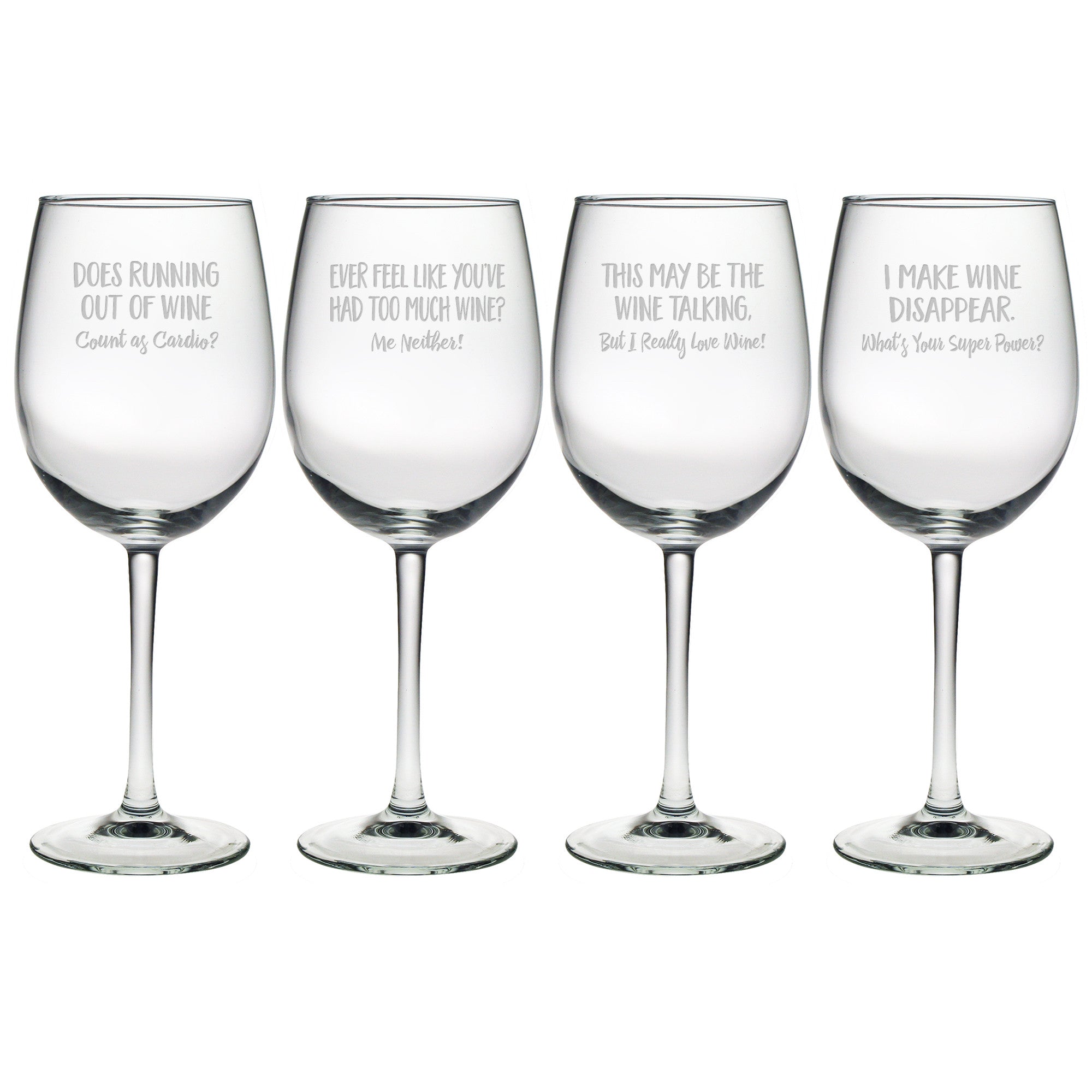 Funny Stemless Wine Glass Set - 4 Count