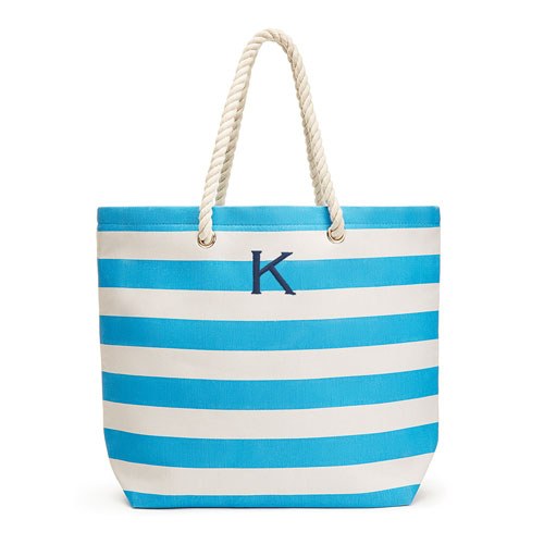 Monogrammed Hot Pink Stripe Tote Bag