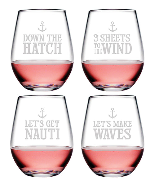 Down the Hatch Stemless Wine Glasses