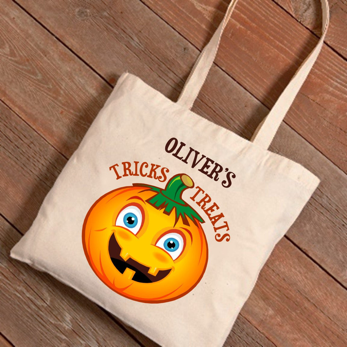 Happy Halloween Personalized Canvas Tote Bag, Trick Or Treat Bags