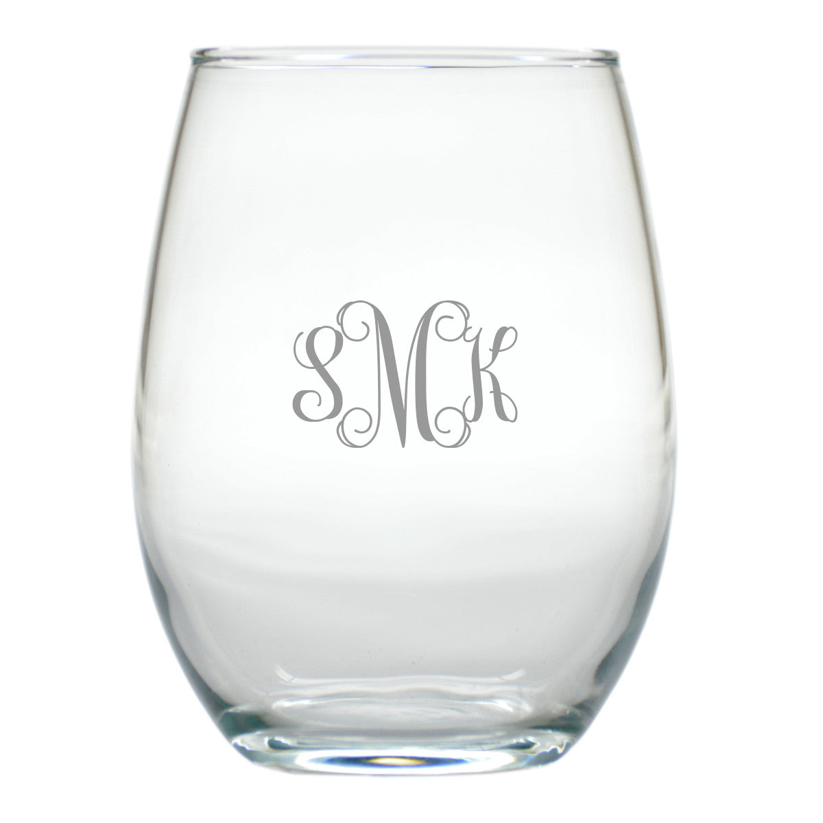 HomeWetBar Monogrammed Stemless Wine Glasses, Set of 4 (Personalized  Product)