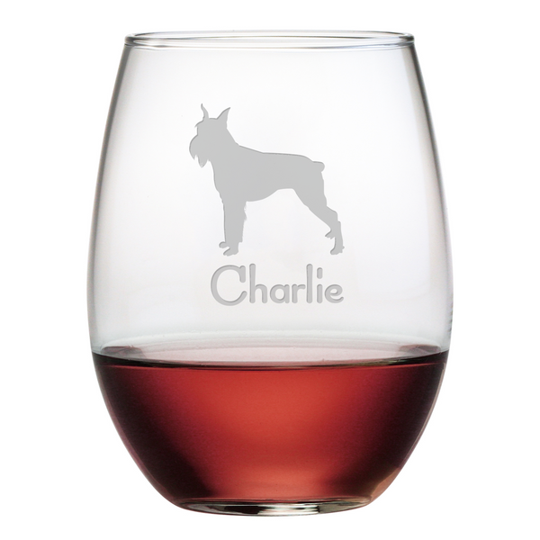 Schnauzer Stemless Wine Glasses - Personalized