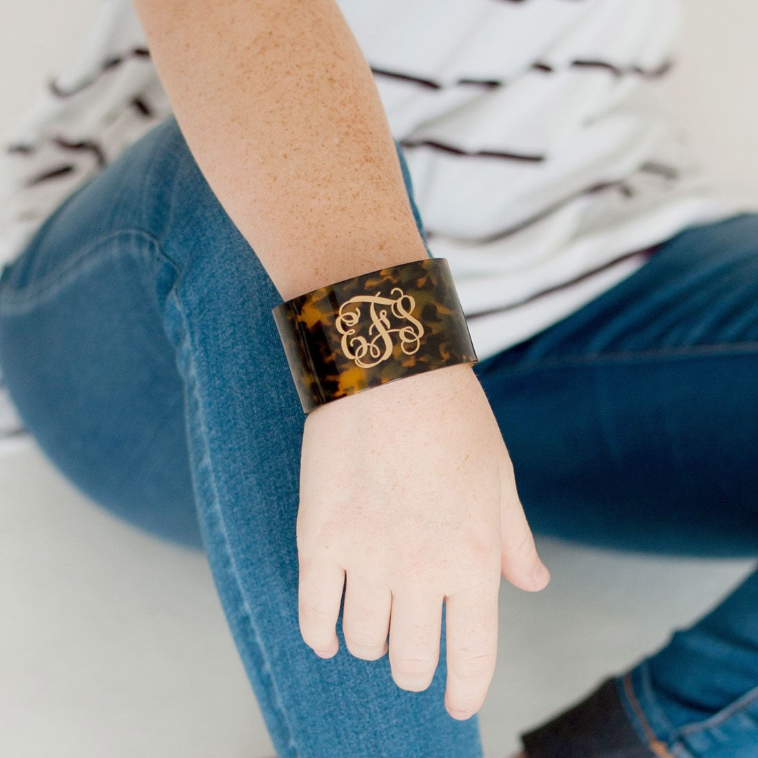 Monogrammed Tortoise Cuff Bracelet Monogrammed Gifts 